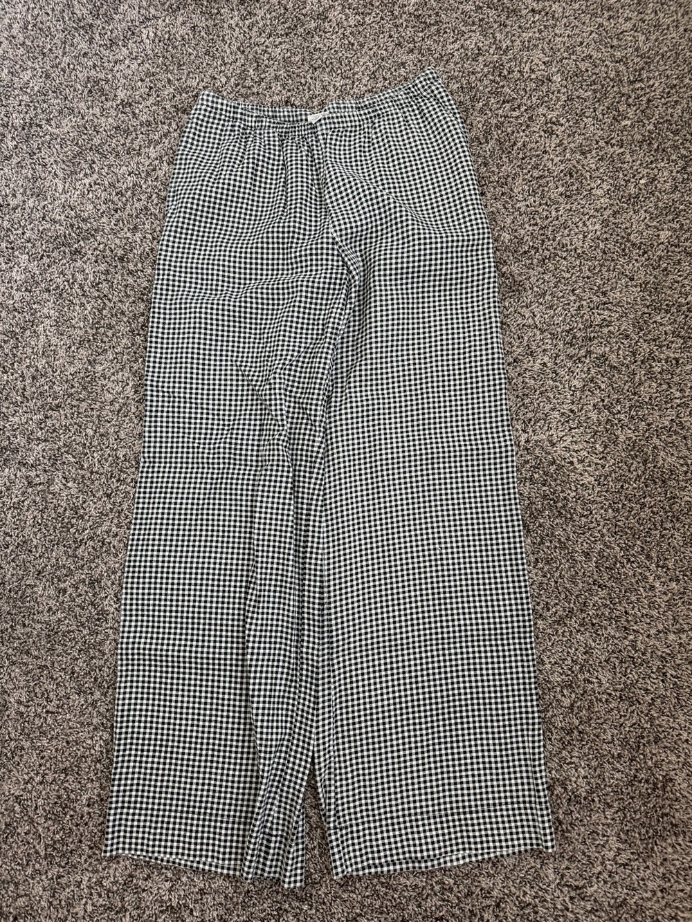 Linen Black & White Check Relaxed Fit Pants